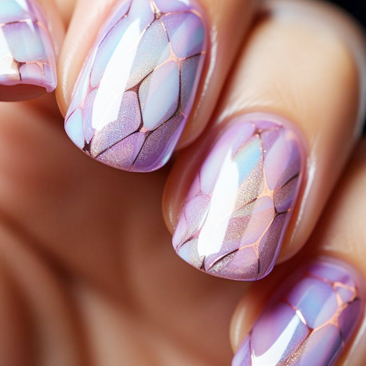Iridescent Geometric Nail Art Extensions Kalsten