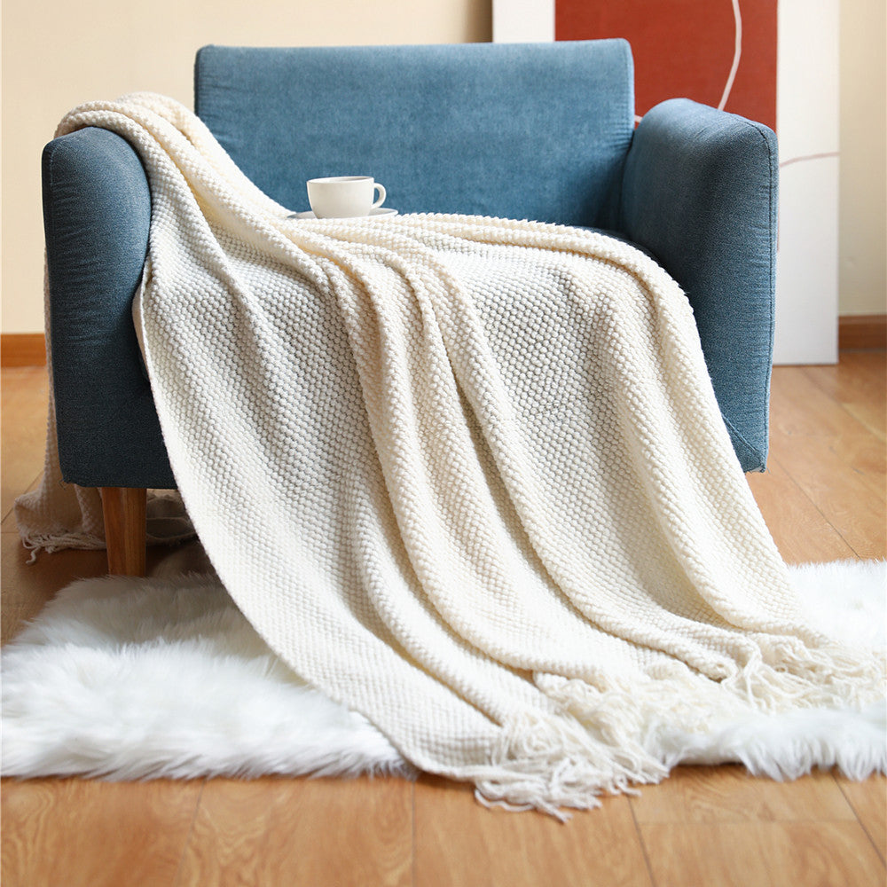 Textured Fringe Throw Blanket Kalsten