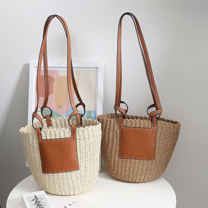 Basket bag with elegant leather detail Kalsten