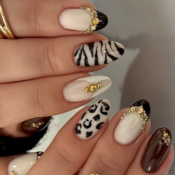 Artistic Nail Design Set with Gem Accents Kalsten