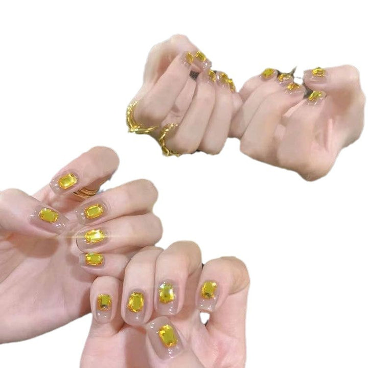 Premium Decorative Press-On Nail Set with Gemstone Accents Kalsten