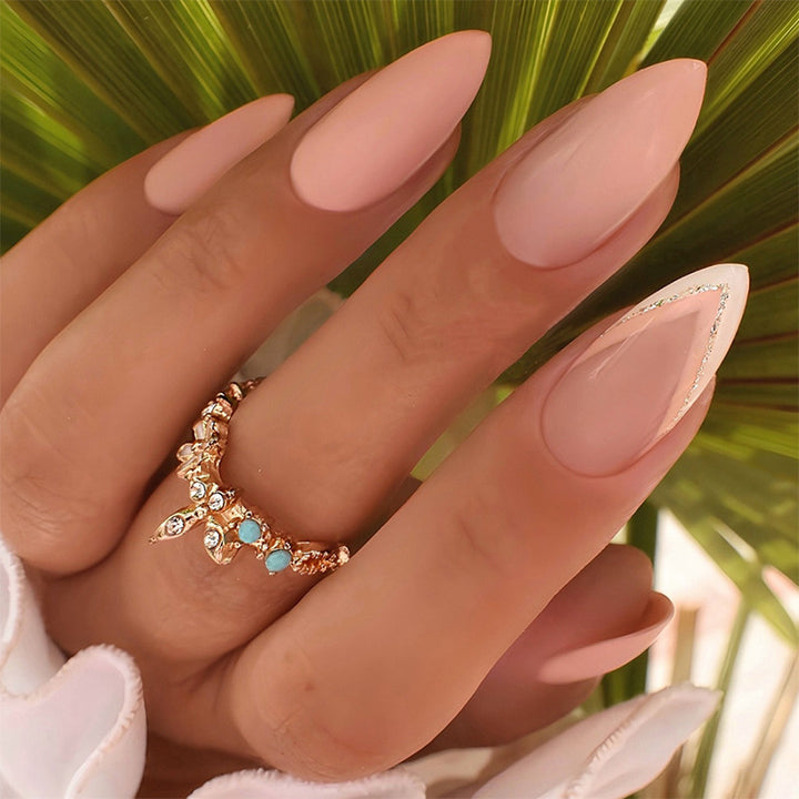 Elegant Stiletto Press-On Nail Set with Dazzling Gem Accents Kalsten