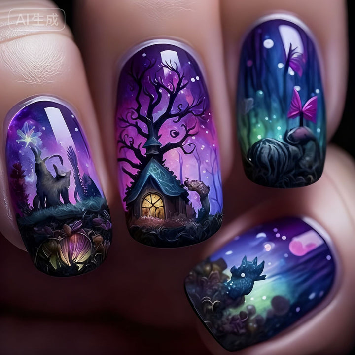 Artful 3D Nail Tips with Fantasy Worlds Kalsten