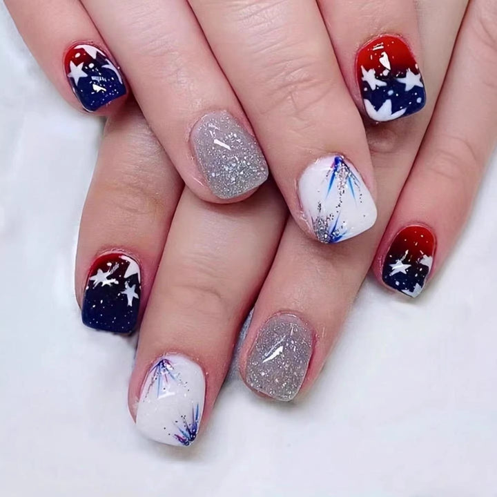 Patriotic Gel Nail Art Extensions Kalsten