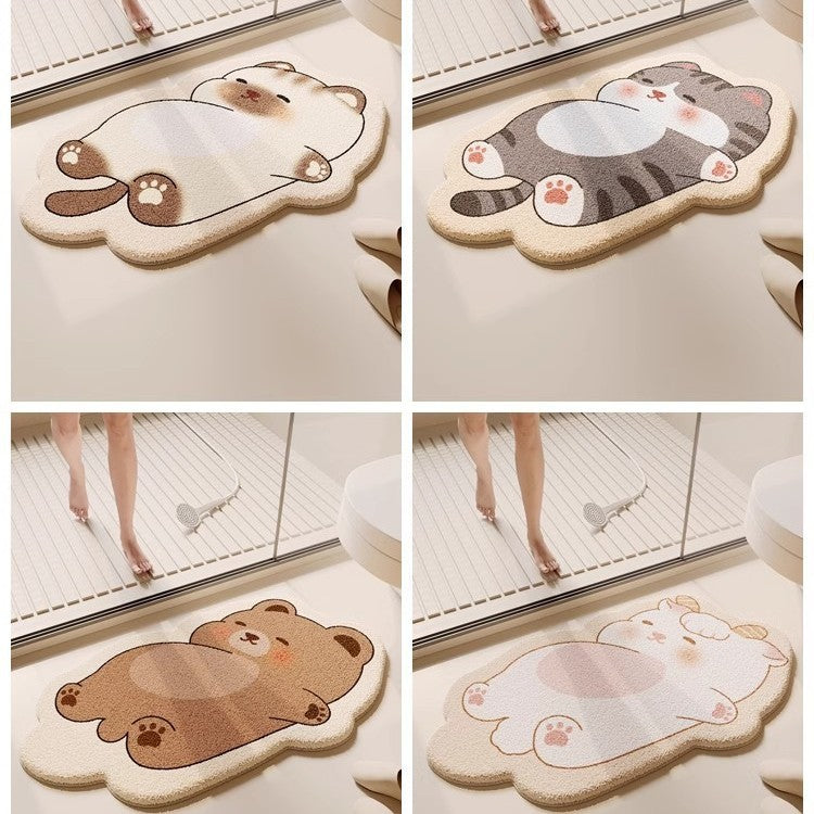 Cartoon Dog-Themed Plush Bath Mat