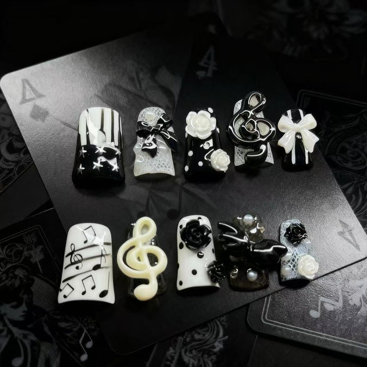Musical-Themed Decorative Press-On Nail Art Set