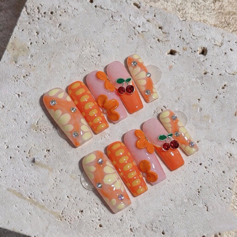 Artistic 3D Floral Press-On Nail Set