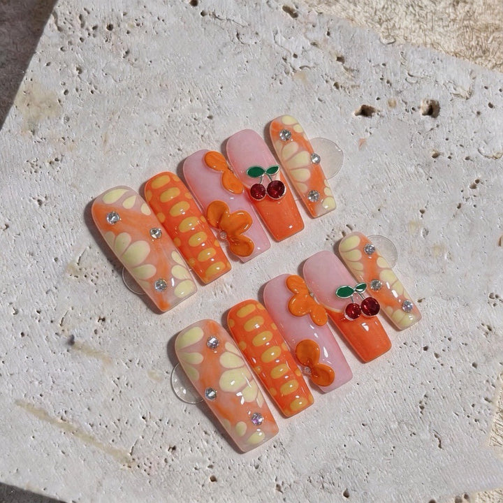 Artistic 3D Floral Press-On Nail Set