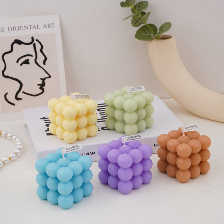 Handcrafted Sphere-Cluster Cube Soy Wax Candle Centerpiece