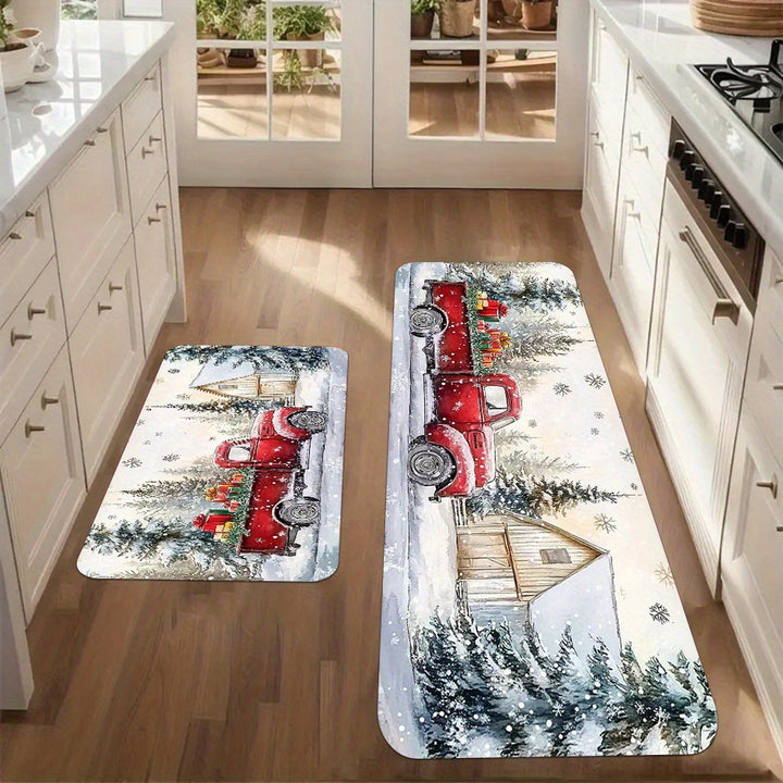 Festive Winter-Themed Kitchen Mat
