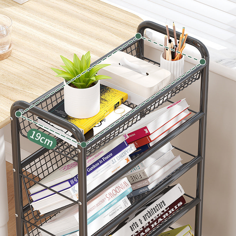 Rolling Metal Book Storage Rack Kalsten