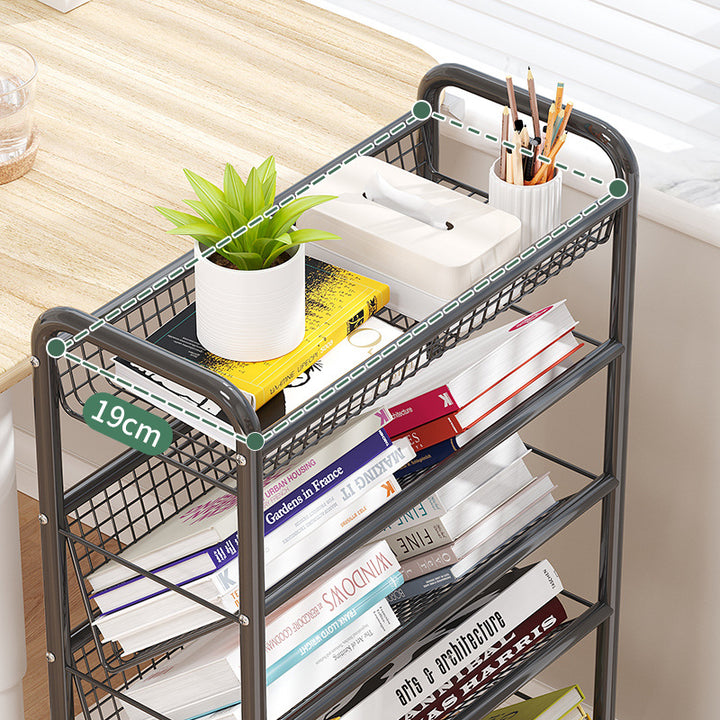 Rolling Metal Book Storage Rack Kalsten