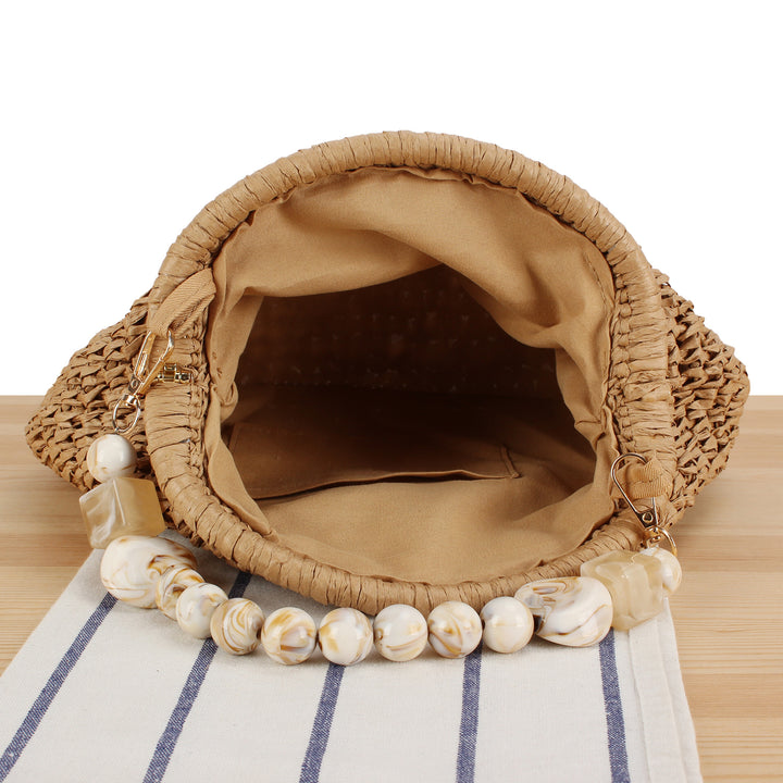 Stylish handbag with colorful bead handle Kalsten