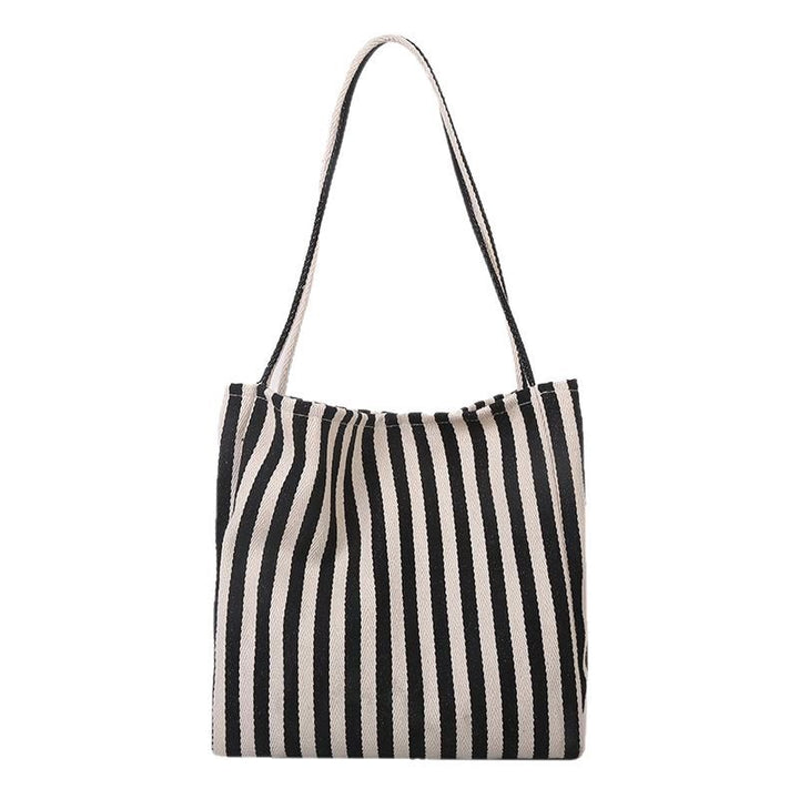 Casual Striped Canvas Tote Bag