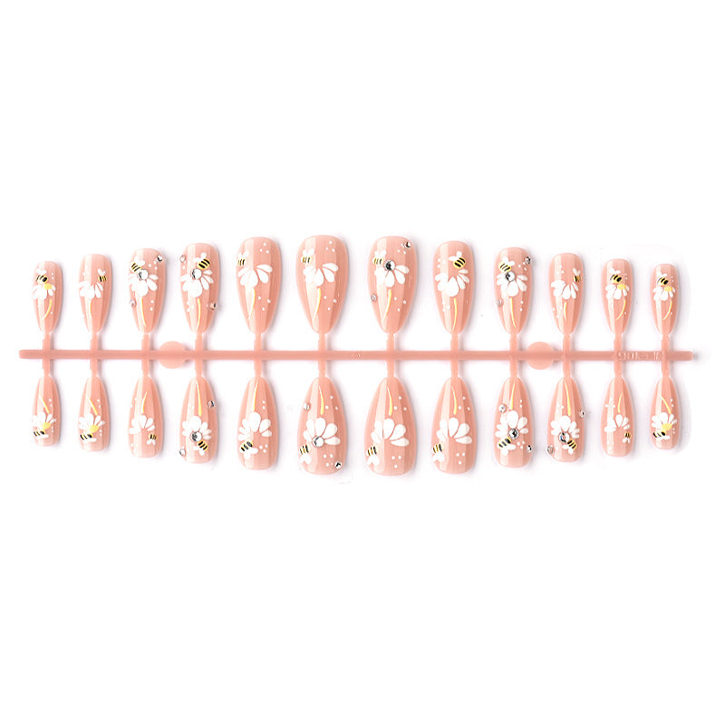 Decorative Floral and Bee Press-On Nail Art Set Kalsten