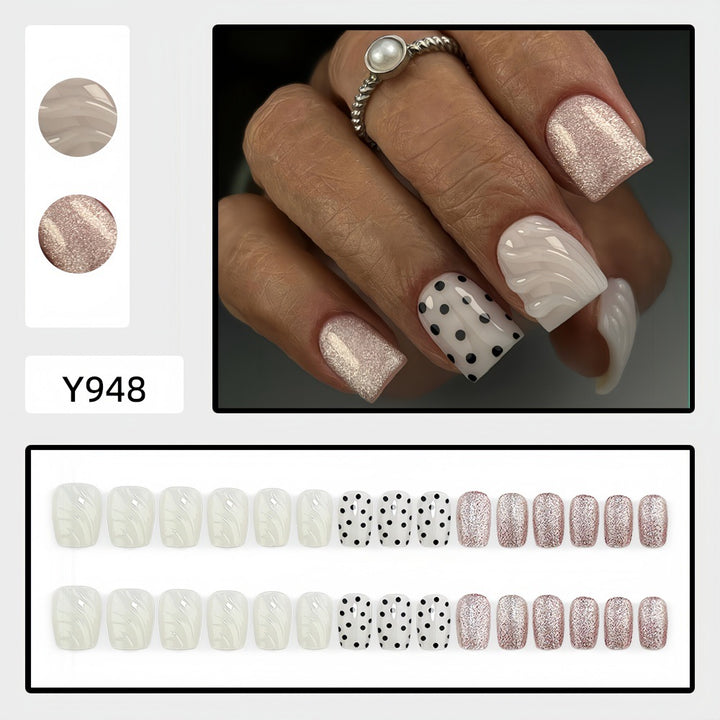 Artificial nails with diverse patterns and glitter effects Kalsten