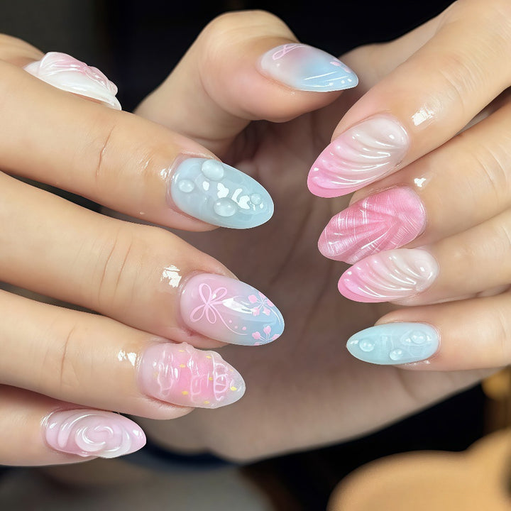 Artificial Nails Set with elegant floral and pastel designs Kalsten