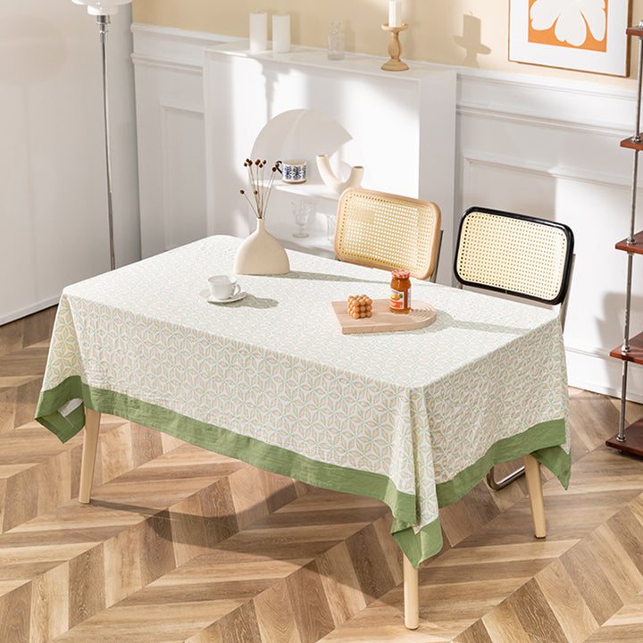 Cotton tablecloth with graphic all-over pattern and contrasting hem edge Kalsten