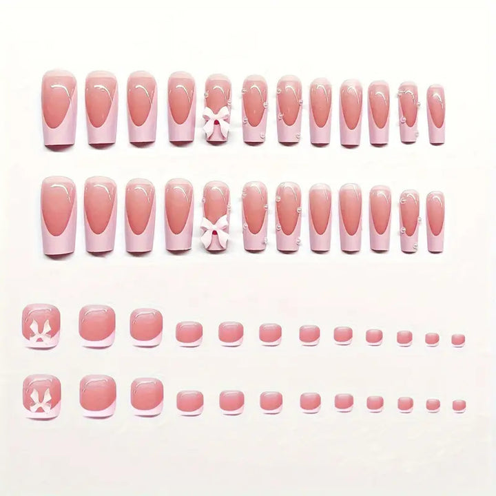 Decorative Bow-Embellished Press-On Nail Art Kalsten
