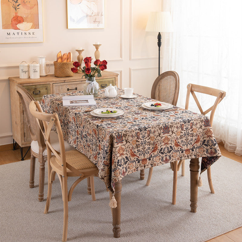 Ornate Floral Printed Tablecloth