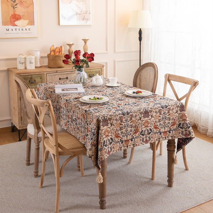 Ornate Floral Printed Tablecloth