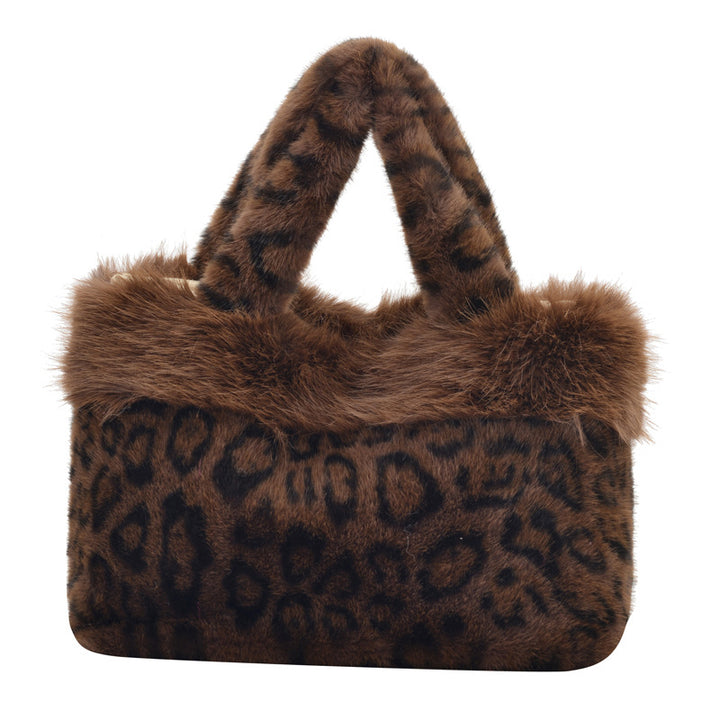 Luxe Faux Fur Leopard Print Handbag