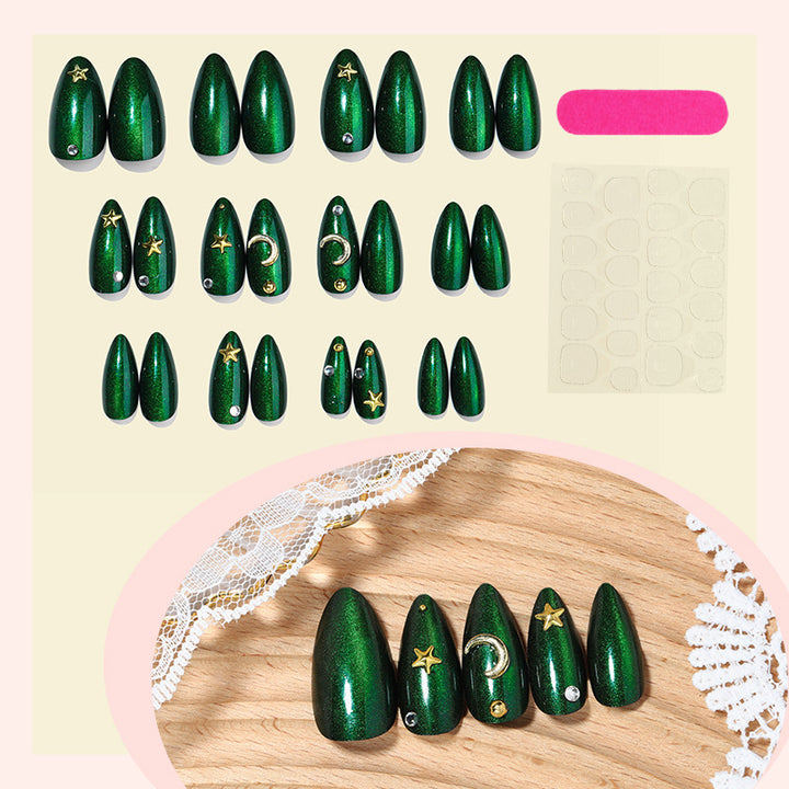 Shiny Artificial Nail Set with Stars and Moons Kalsten