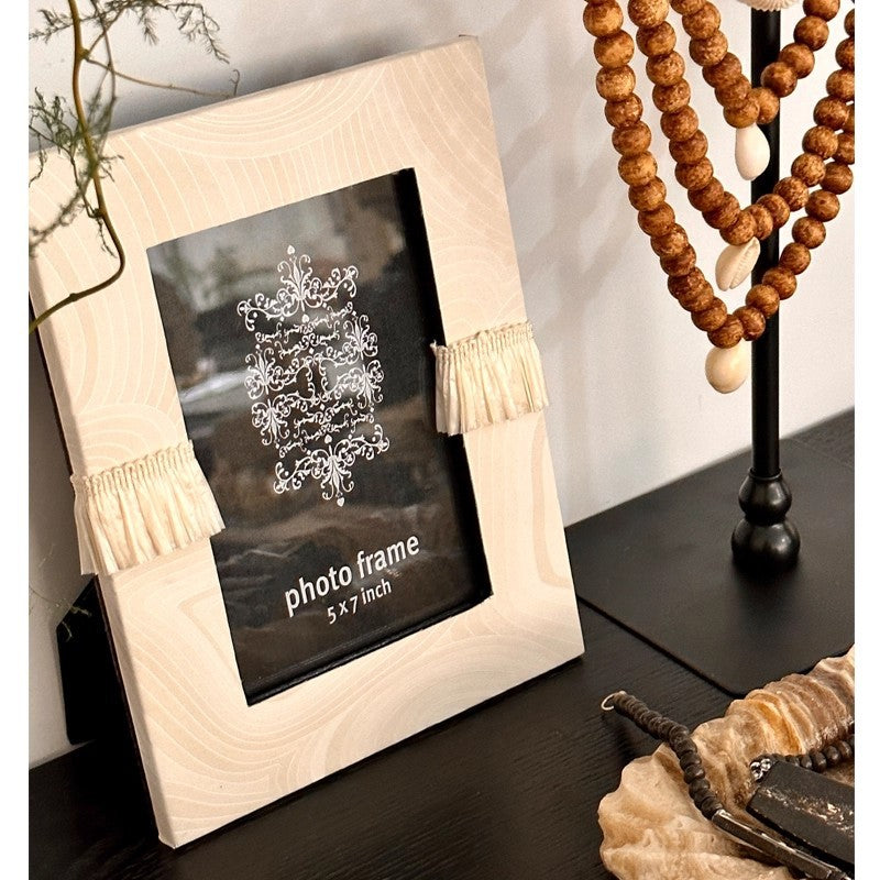 Decorative Photo Frame with Fringe Accents