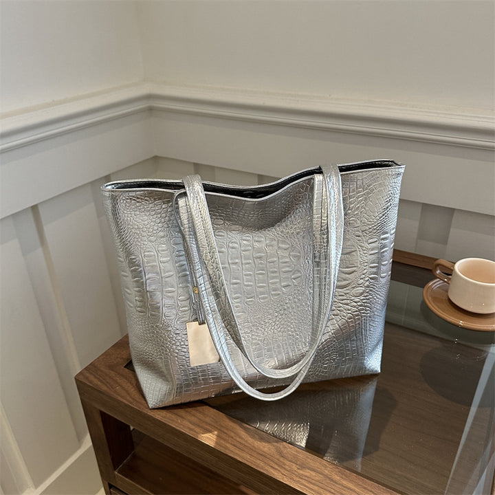 Elegant Crocodile-Pattern Tote Bag