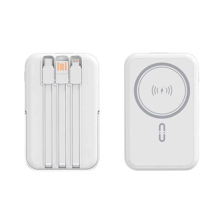 Portable power bank with integrated cable function and wireless charging option Kalsten