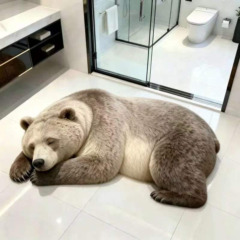 Bear-shaped Plush Floor Mat