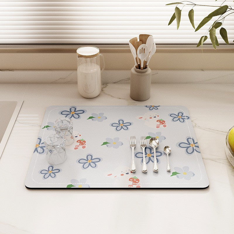 Floral Patterned Kitchen Protector Mat