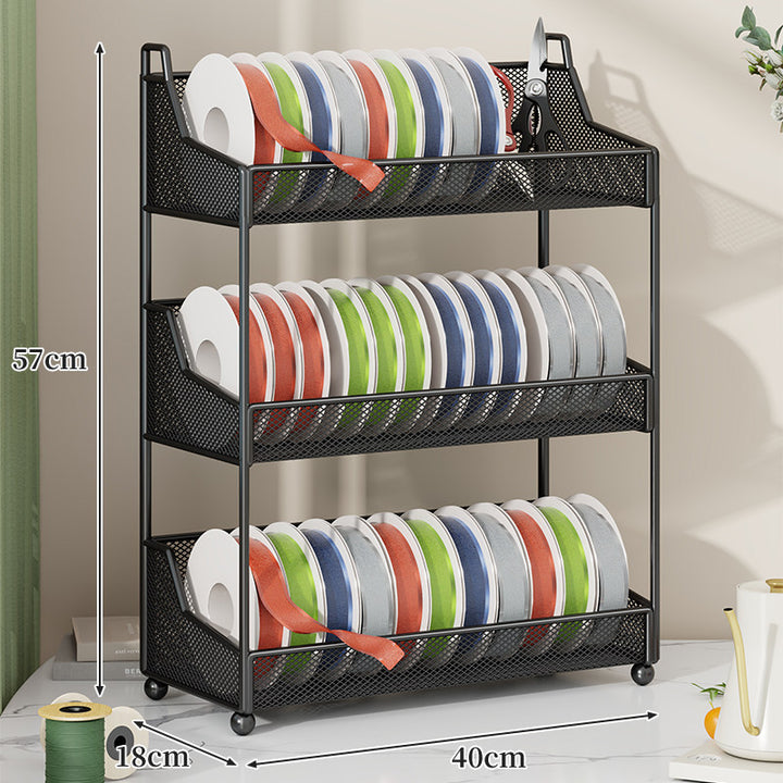 Ribbon Spool and Craft Supply Mesh Organizer Rack