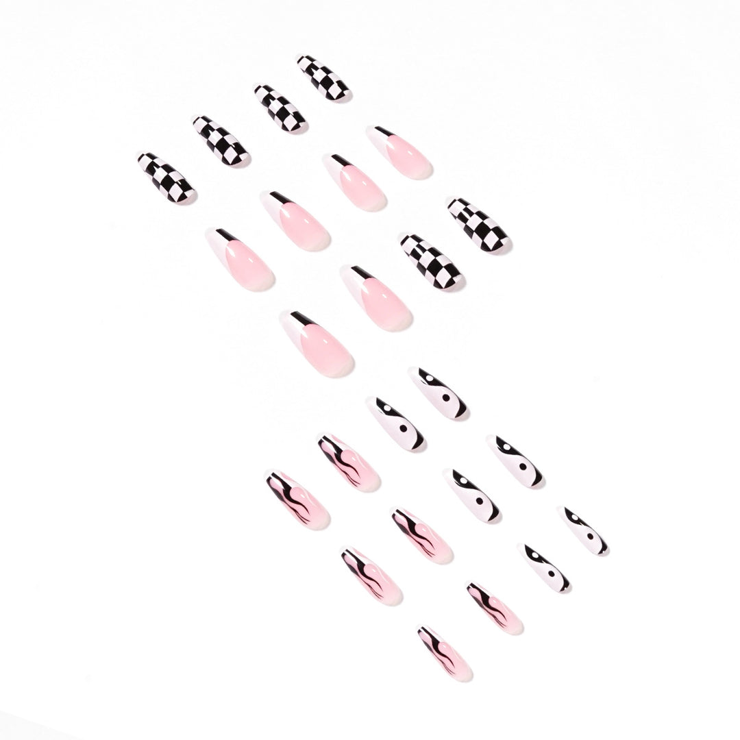 Artificial nail art with modern graphic design Kalsten