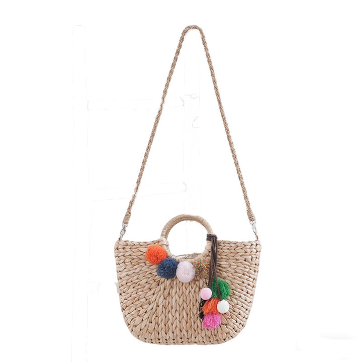 Basket bag with colorful pompons Kalsten