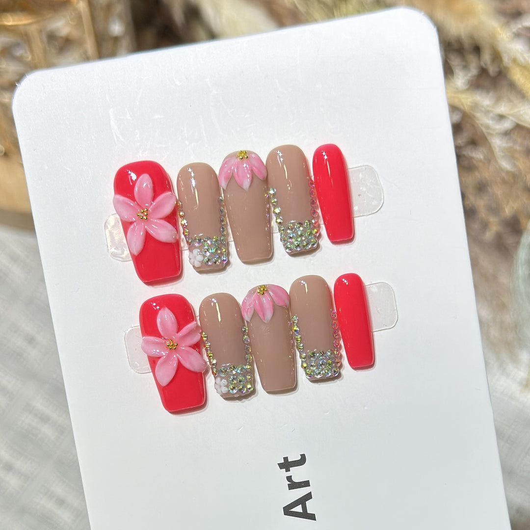 Decorative Floral Press-On Nail Art Set Kalsten 1788224002