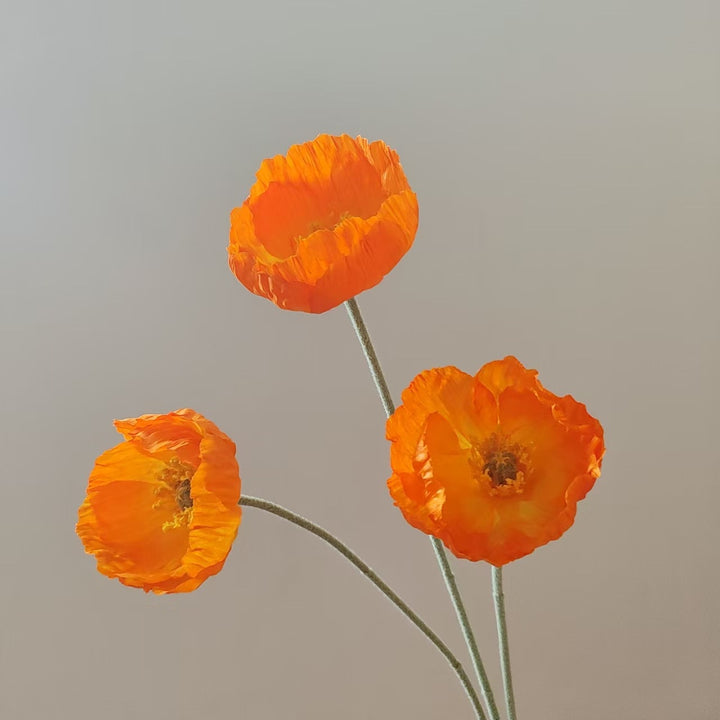 Elegant Faux Poppy Flower Stem