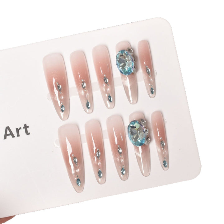 Crystal-Embellished Elegant Press-On Nails Kalsten