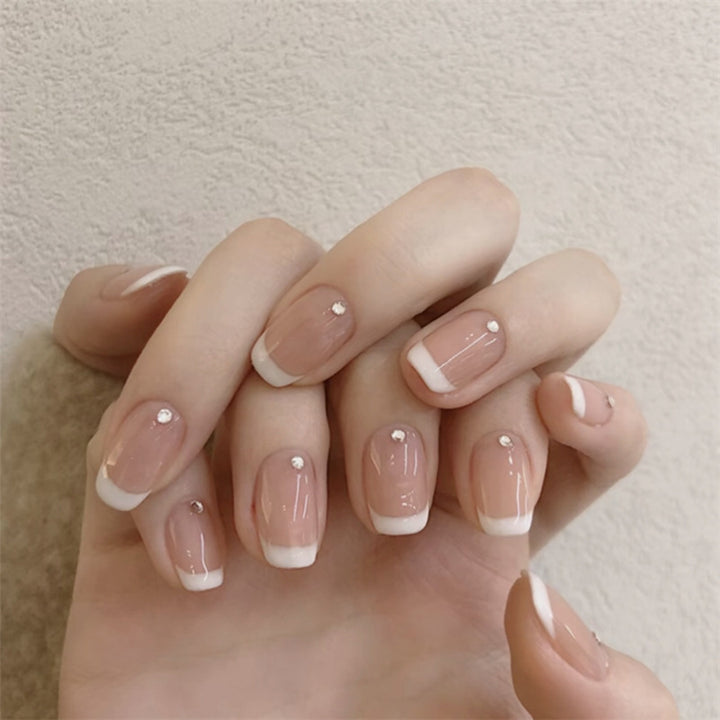 Elegant Rhinestone-Accent Press-On Nails