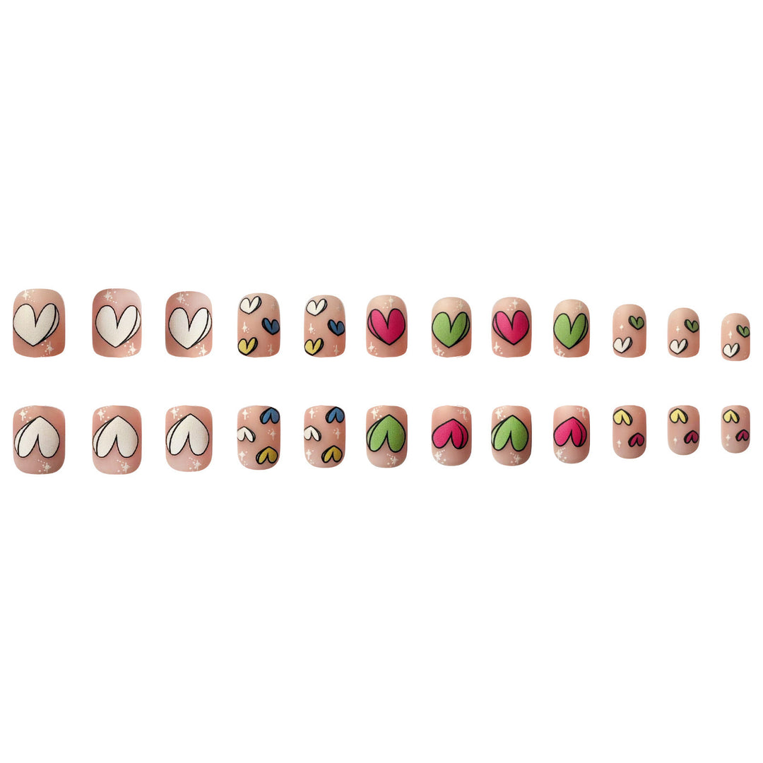 Artificial nail set with playful heart patterns Kalsten