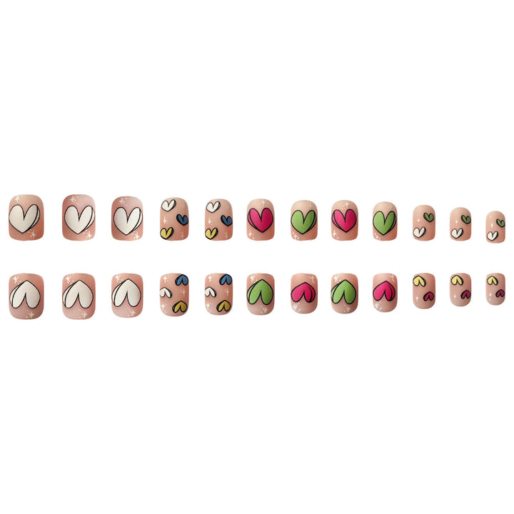 Artificial nail set with playful heart patterns Kalsten