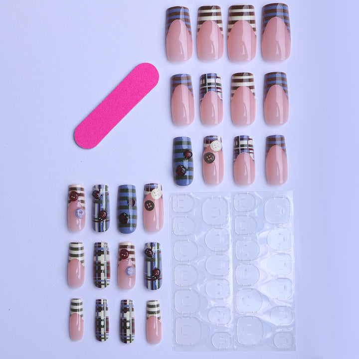 Artificial fingernails with trendy checked pattern Kalsten