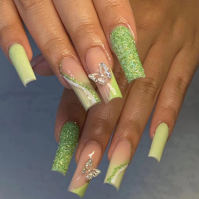 Glittering artificial nails with butterfly design Kalsten