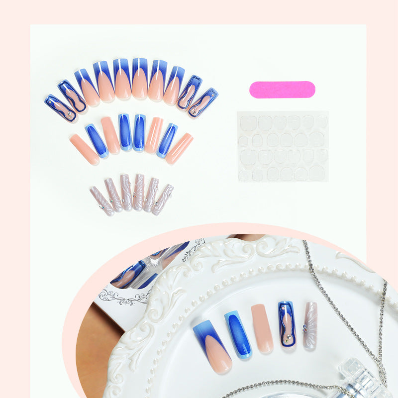 Premium Artistic Press-On Nail Set with Decorative Elements Kalsten