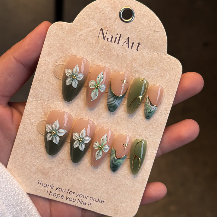 Elegant Floral-Detail Press-On Nails Kalsten