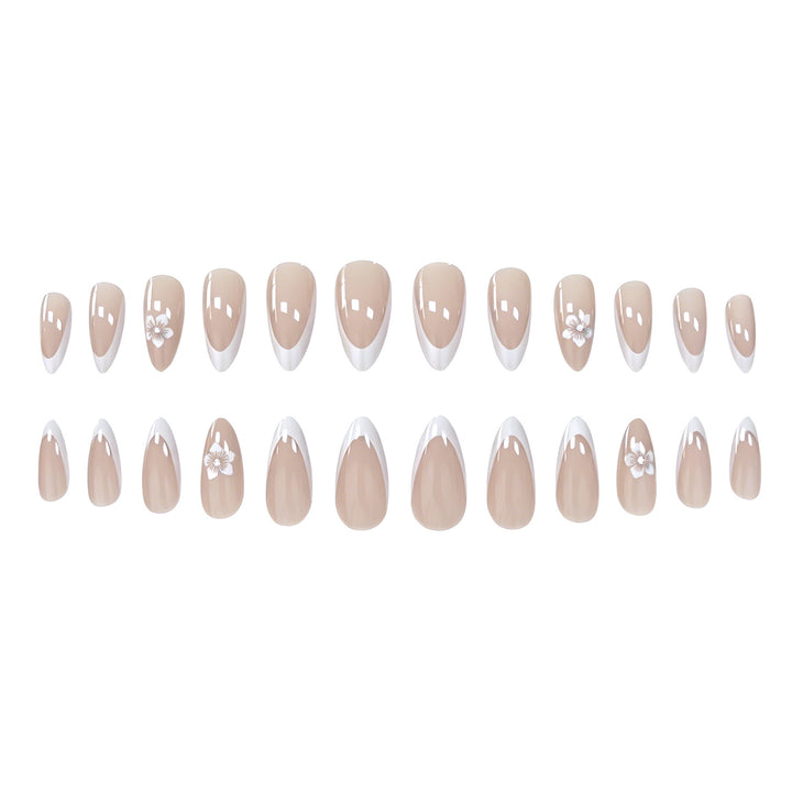 Elegant Floral French Tip Acrylic Nail Enhancements Kalsten