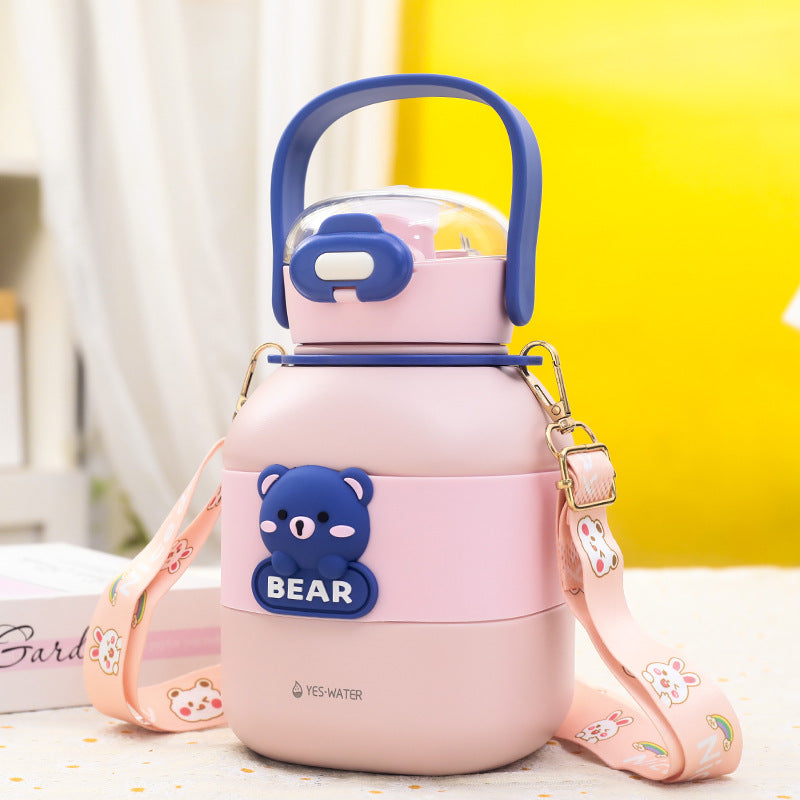 Women's insulated drinking bottle with practical carrying strap and cute bear motif Kalsten