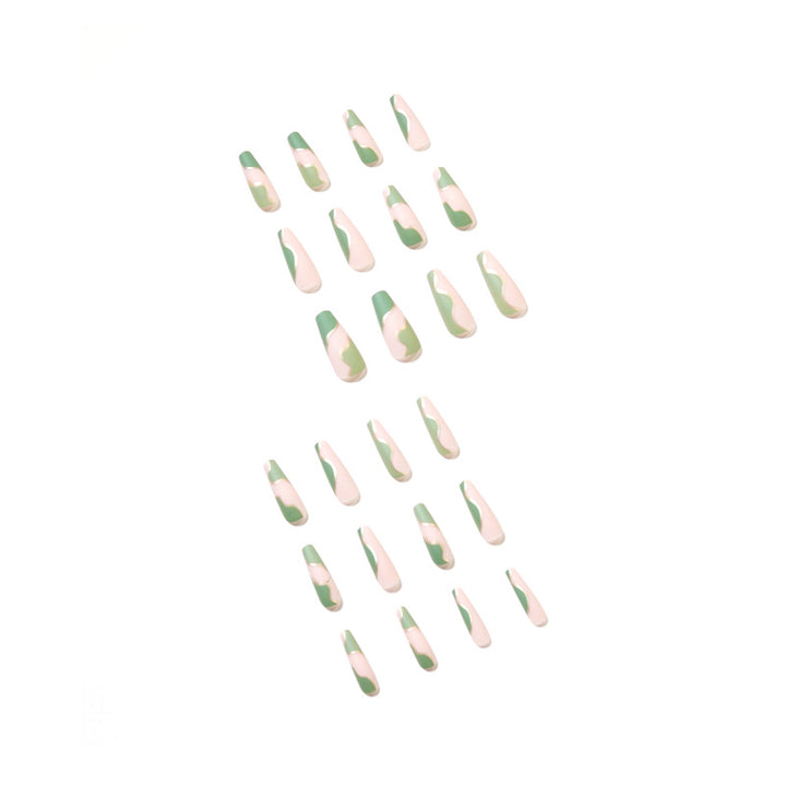 Artful Gel Nails with Elegant Wave Design and Gold Accents Kalsten