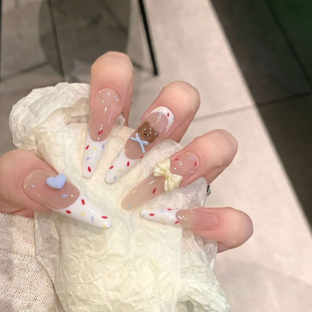 Artistic Stiletto Press-On Nail Set with Unique Design Elements Kalsten