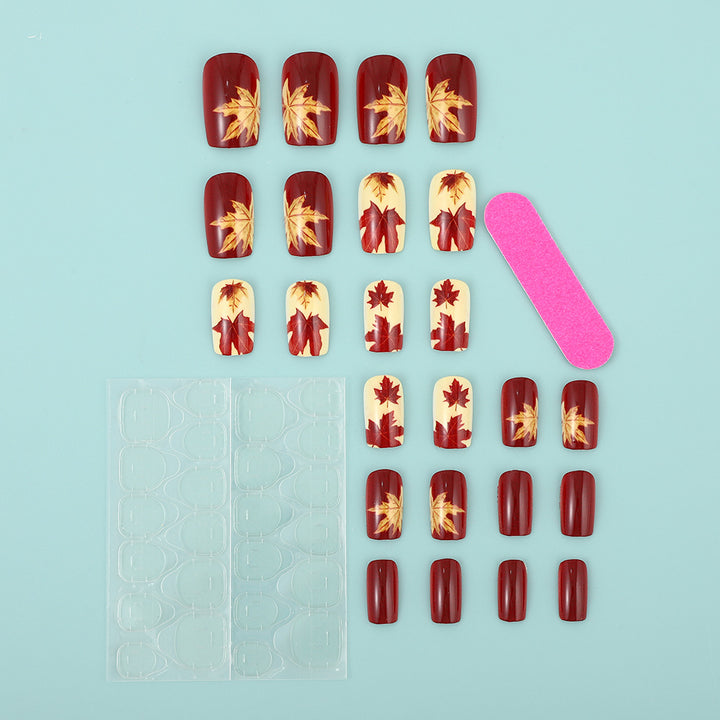 Artificial Nail Set with autumn leaves and various designs Kalsten
